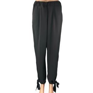 Megan Renee Fly Girl Black Elastic Waist Tapered Tie Leg Trousers Pants Size S